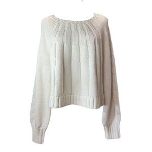 Roxy Cream Cable Knit Sweater Size L | NWT Cozy Chunky Pullover